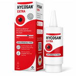 Hycosan Extra preservative-free tear drops shown with its retail box and squeeze bottle on a clean white background.
