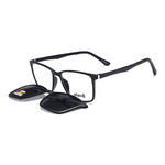 Elev8 - CLIP910 Clip-On sunglasses for men, featuring polarized lenses with a lens width of 54mm and contemporary black frame design.