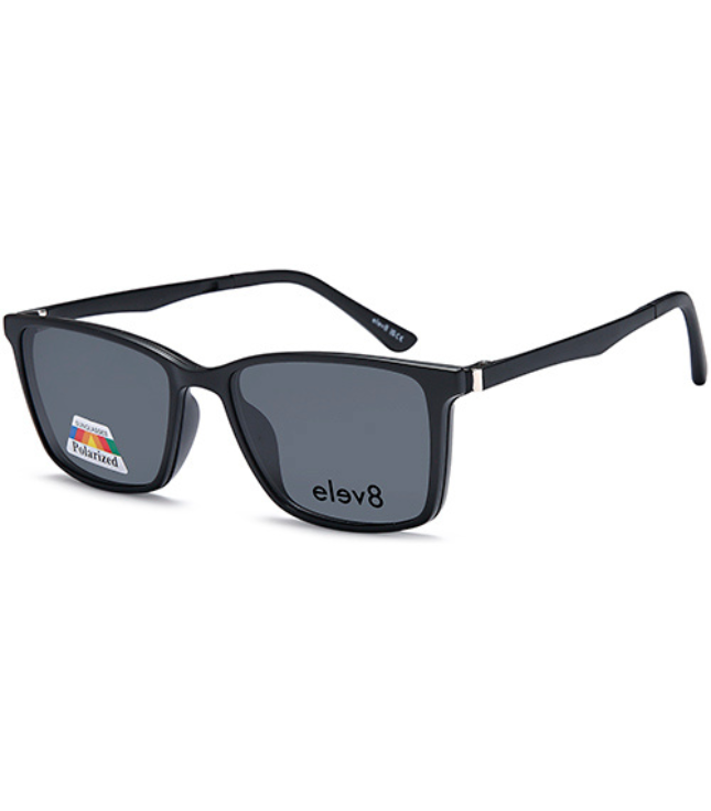 Elev8 - CLIP910 Clip-On glasses for men, featuring 54mm lens width, 18mm bridge, and 140mm temple length, with clip-on feature.