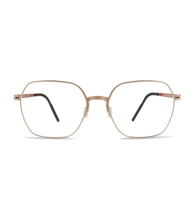 Gold-framed eyeglasses on a white background