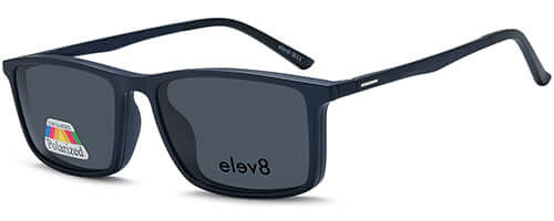 Elev8 - CLIP909 Clip-On sunglasses for men with polarized lenses, lens width 54mm, bridge size 17mm, temple length 140mm, in black frame.