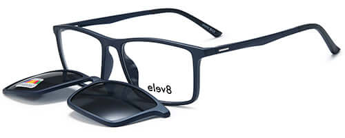 Elev8 - CLIP909 Clip-On men's glasses with detachable lenses, 54mm width, 17mm bridge, 140mm temple, 37mm lens depth.