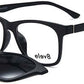 Elev8 - CLIP911 Clip-On men's eyewear, black frame with detachable lens. Lens width: 52mm, bridge size: 18mm, temple length: 140mm.