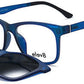 Elev8 - CLIP911 Clip-On men's glasses, blue frame with detachable lenses, lens width 52mm, bridge size 18mm, temple length 140mm.