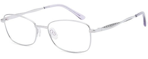 Sakuru SAK1018T women's glasses with 53mm lens width, 17mm bridge, and 140mm temple length in silver frame.