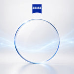 Clear lens with Zeiss logo on a light gray background
