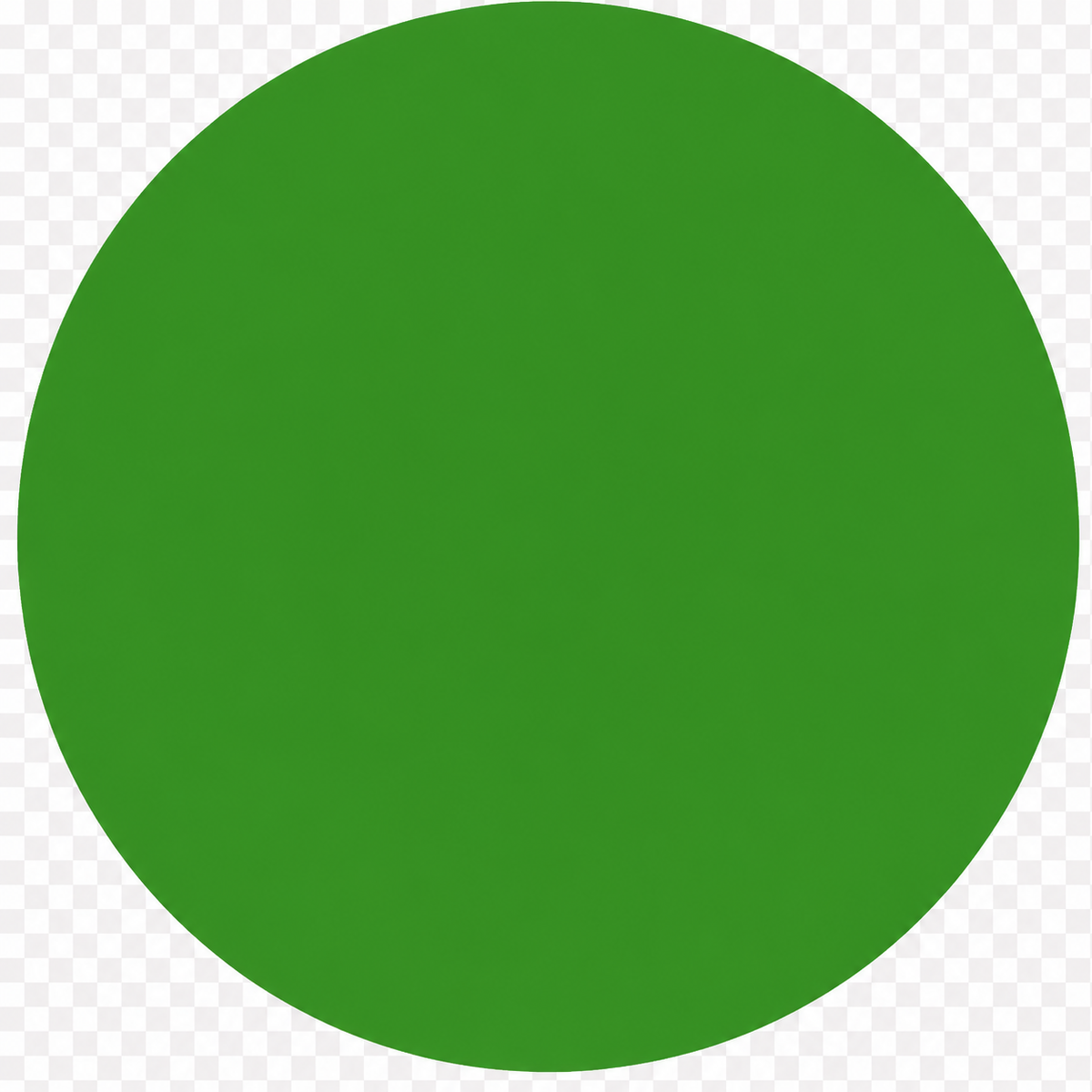 A solid green circular color swatch on a transparent checkerboard background.