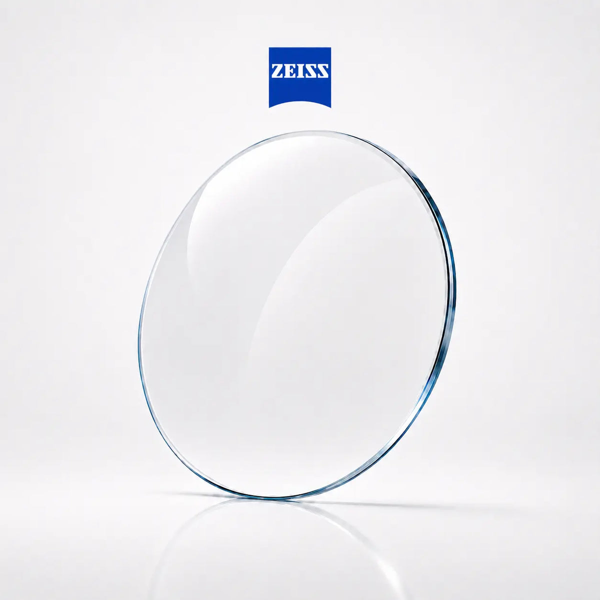 Clear lens with Zeiss logo on a white background