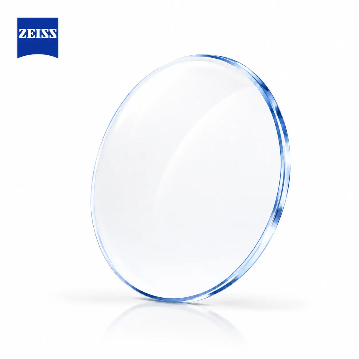 Clear lens with Zeiss logo on a white background